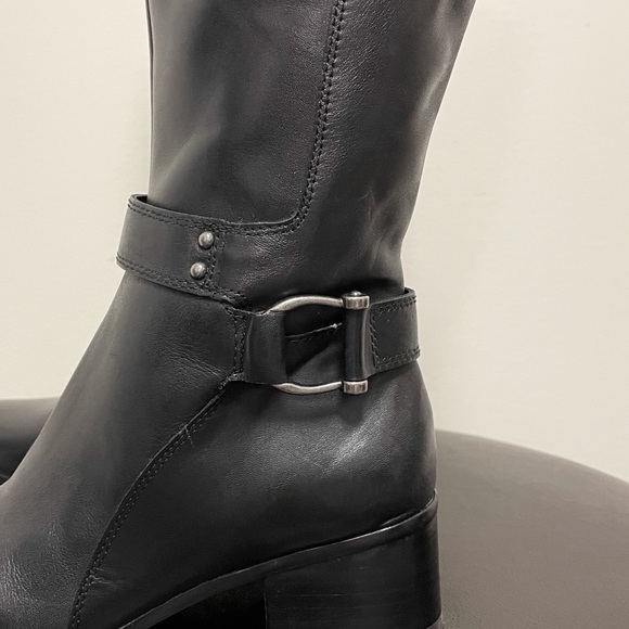 Naturalizer Black Leather Dane Boots 6.5 GUC 2 Inch Heel Mid Calf *no box* - Picture 3 of 12